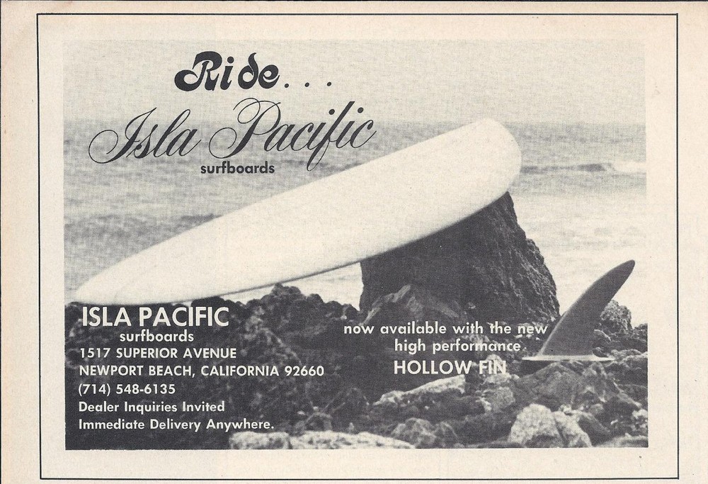 1972 Isla Pacific Surfboard Ad/ Newport Beach CA