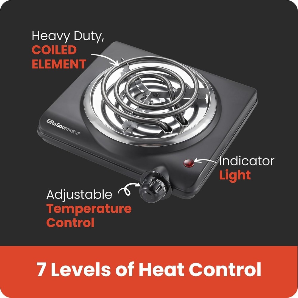 ESB100B Countertop Single Coiled Burner Electric Hot Plate Temperature Control