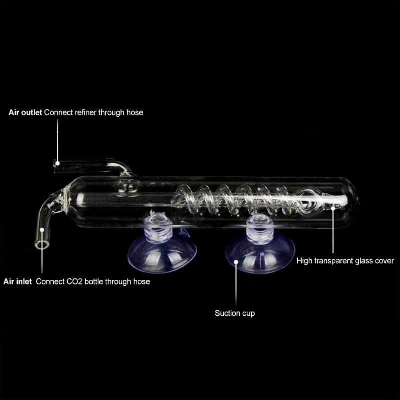 Glass CO2 Diffuser Bubble Counter for Aquarium Easy Fix by Suction Cups