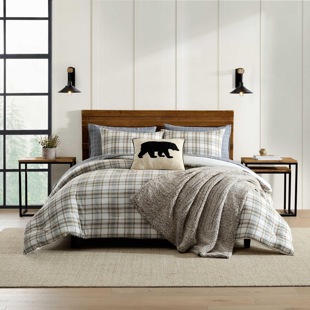 Eddie Bauer - Queen Bedding Comforter Sets, Queen, Ashland Plaid Brown