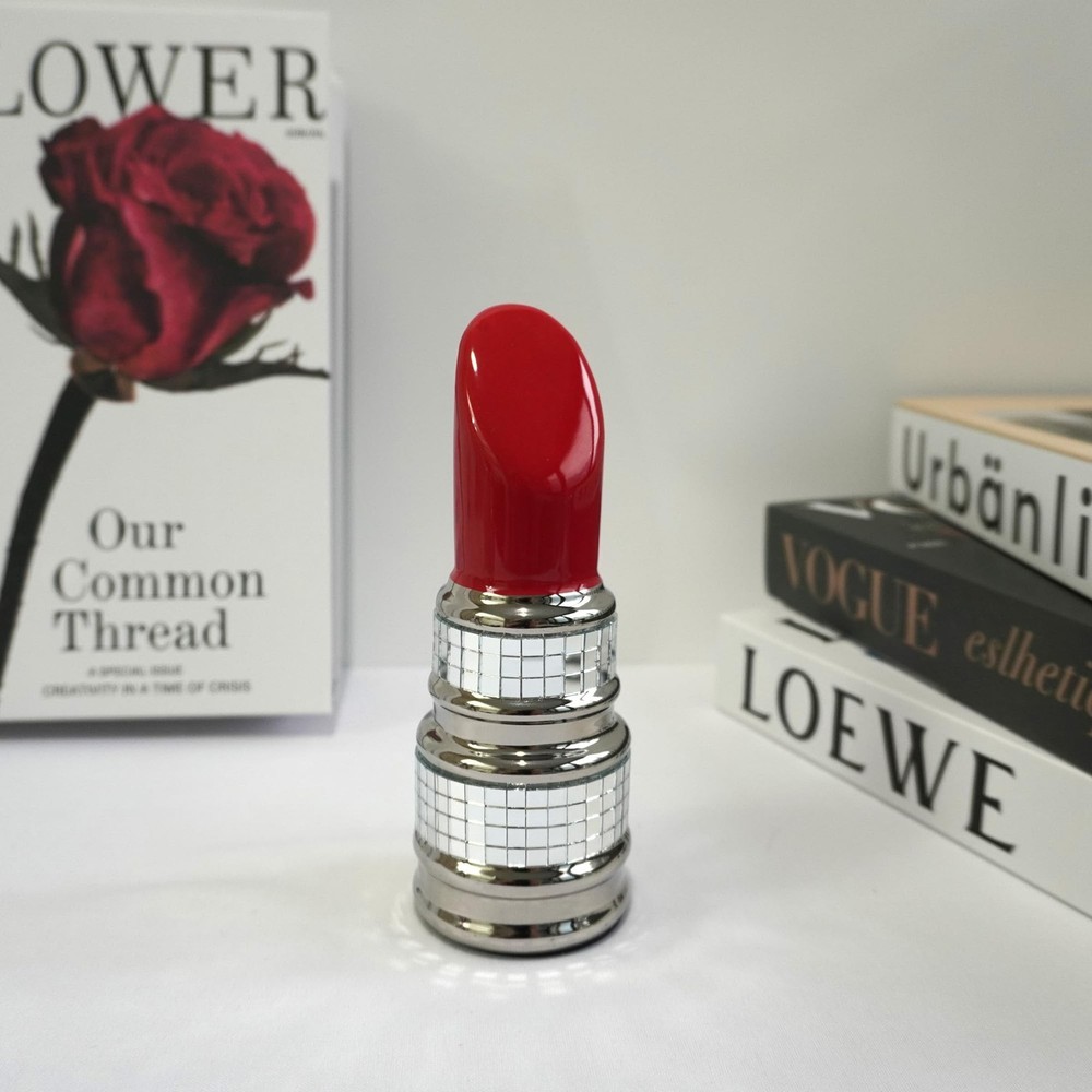 Disco Lipstick Statue Decorations,Handmade Ceramic Lips Aesthetic Statues,Cut...