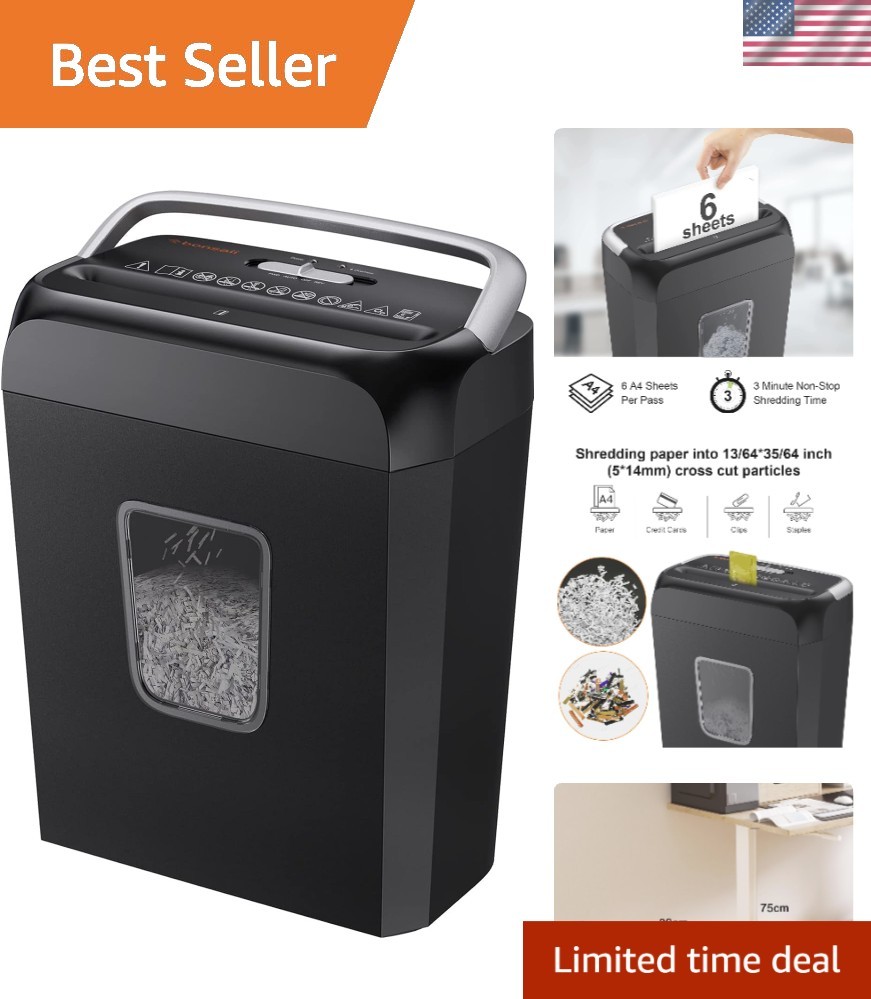 Compact 3.4 Gal Cross Cut Paper Shredder, Jam Proof for Secure Document Disposal