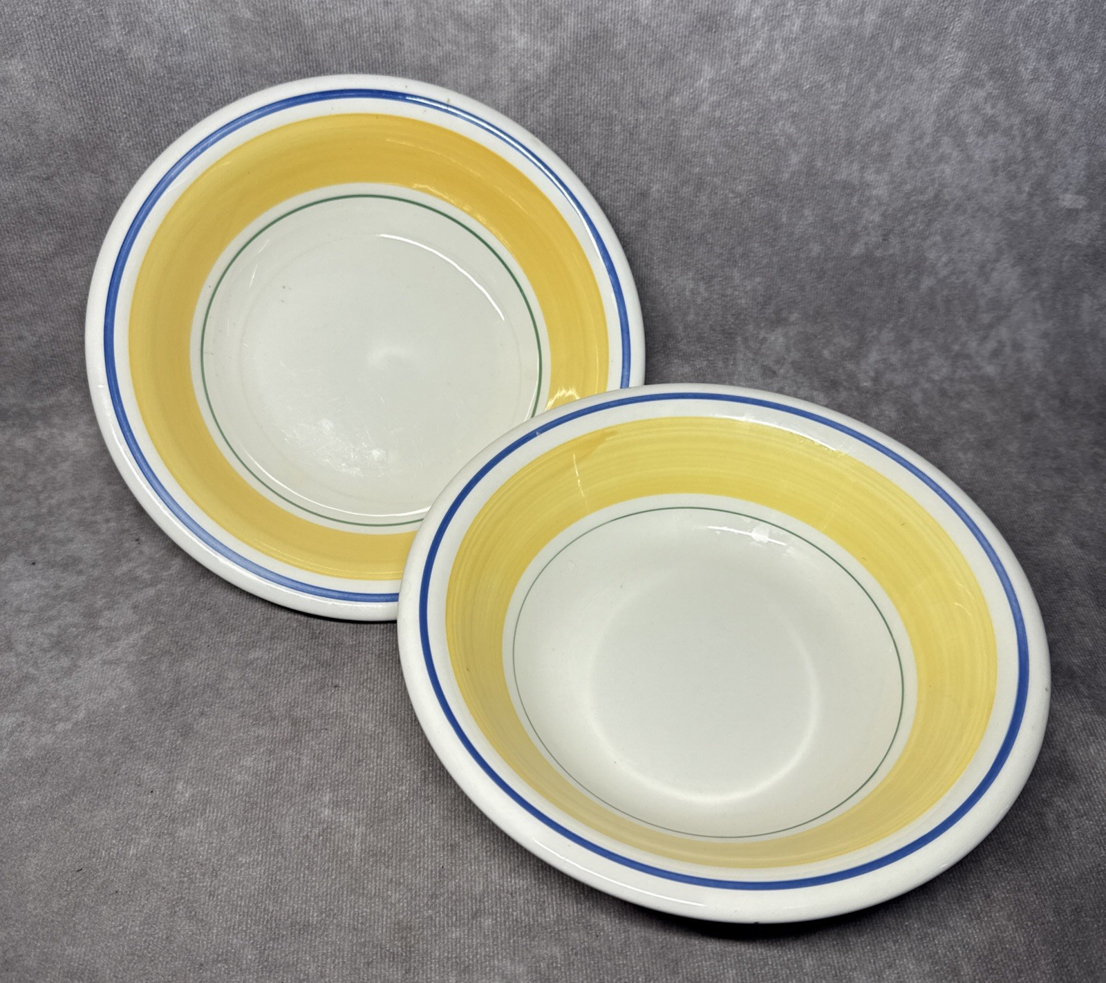 2 Maxam 8" Hand-Painted Striped Bowls Made in Italy Microwave Dishwasher Safe