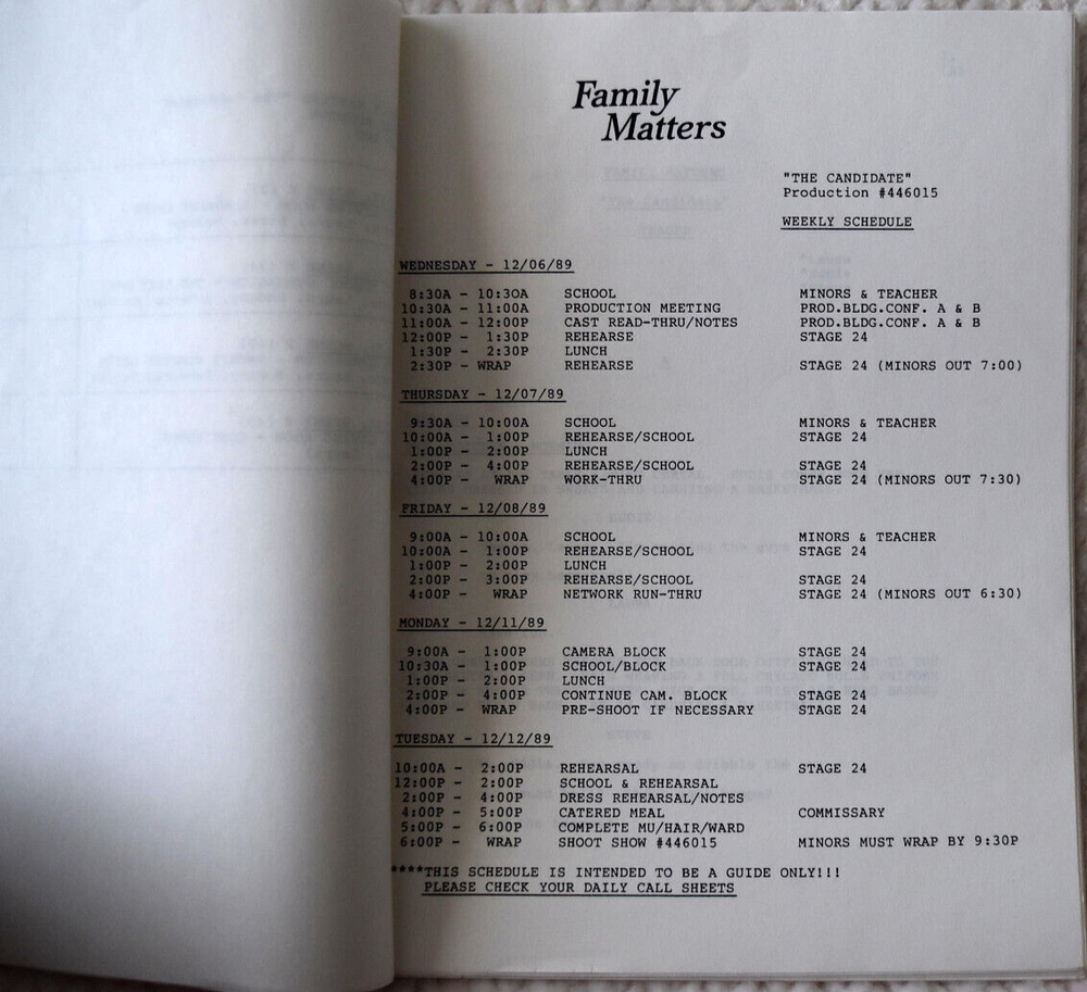 "Family Matters" Original Script