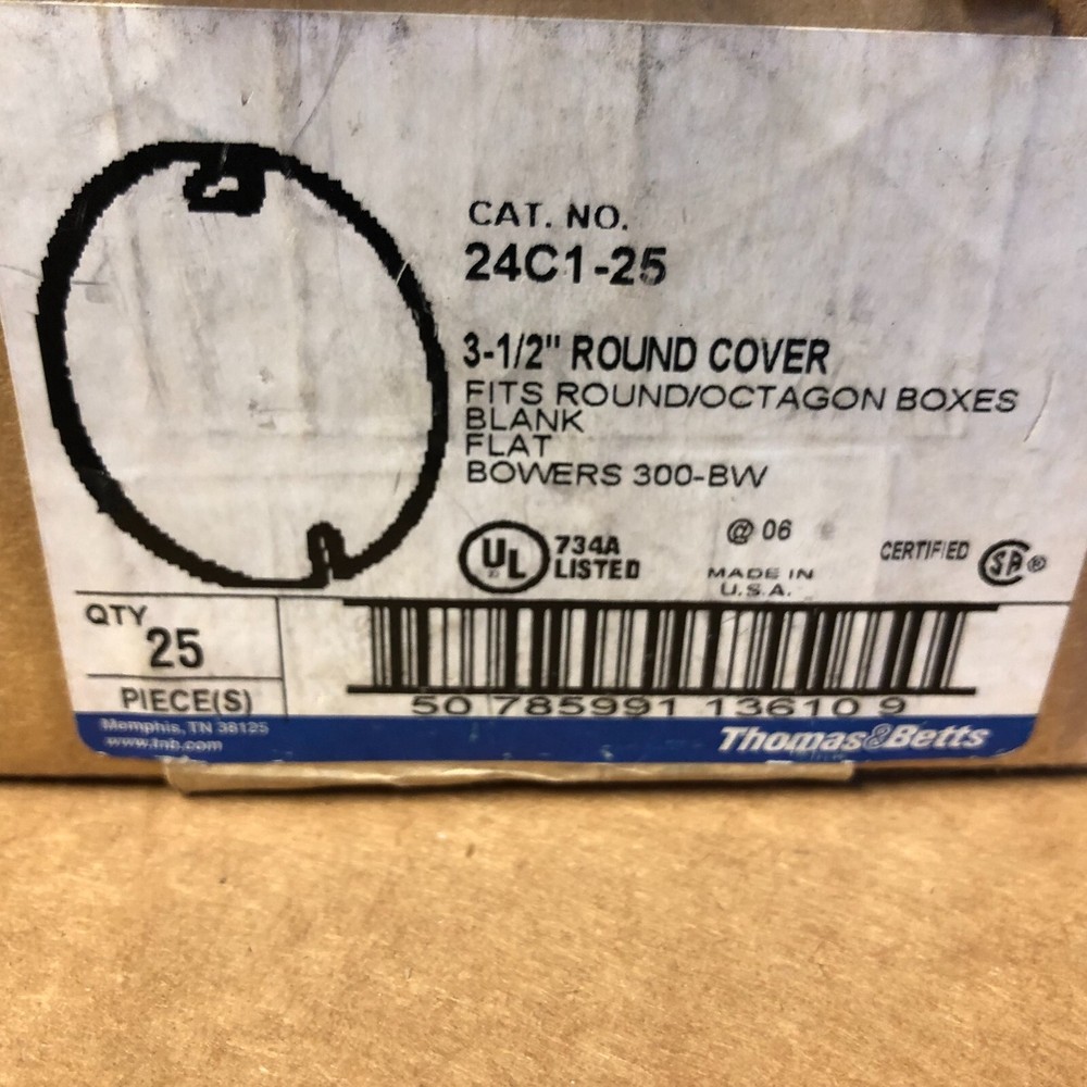 (2) Thomas & Betts 24C1-25 3.5 Round Cover Blank Flat