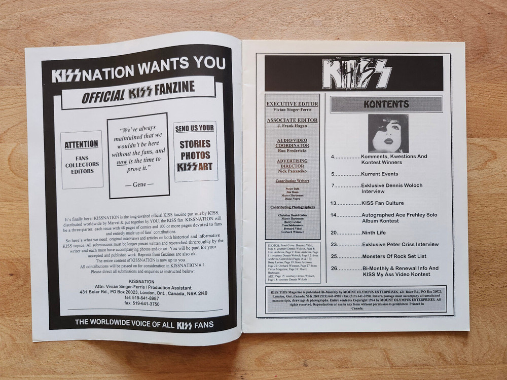 KISS This RARE Vintage Canada Magazine Vol 1 Num 4 Peter Criss Elder Centerfold