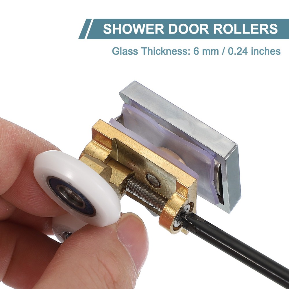 2Pcs 25mm Double Shower Door Rollers Copper Top Wheels Copper Tone