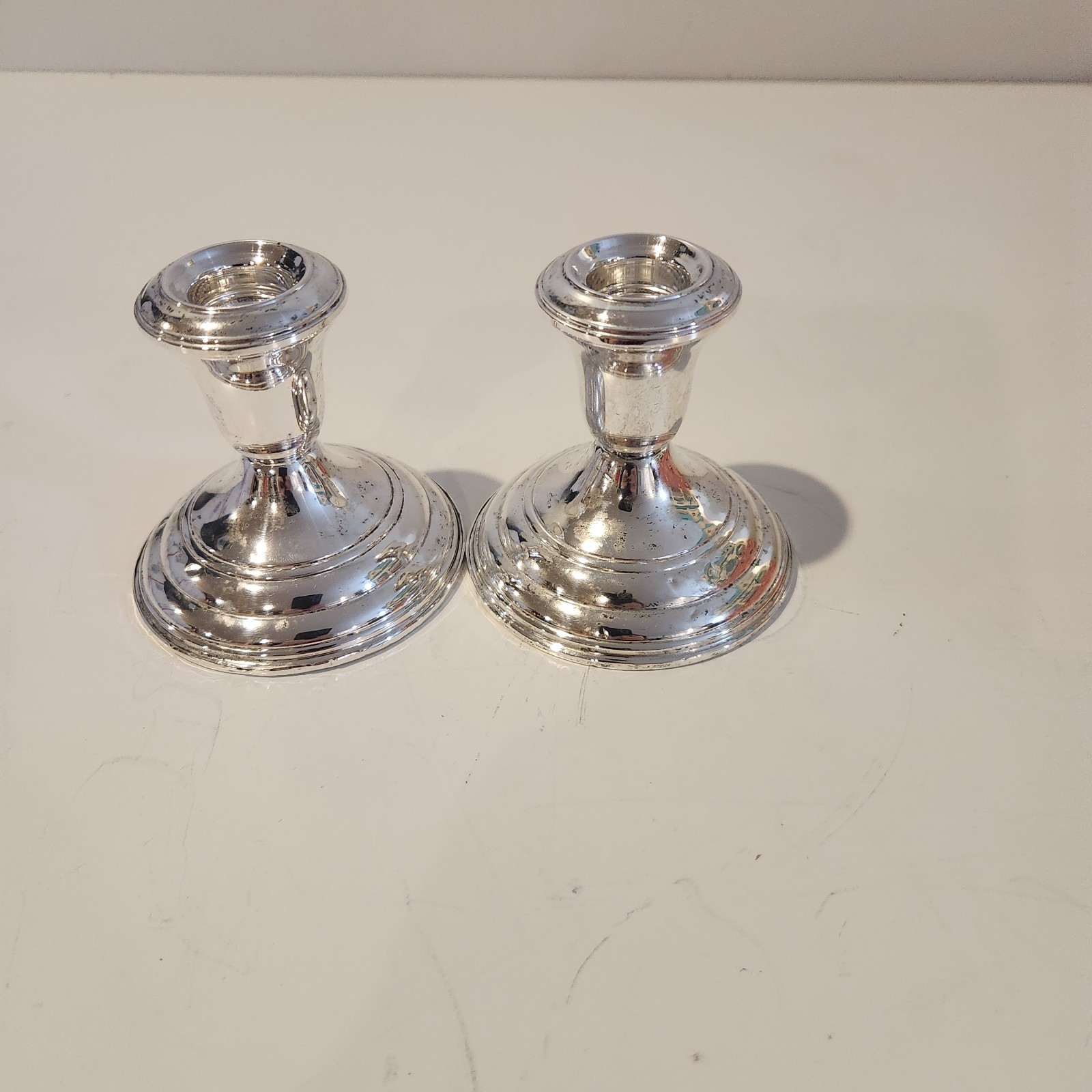 Vintage Pair Reed & Barton Sterling Silver Weighted Candlestick Holders