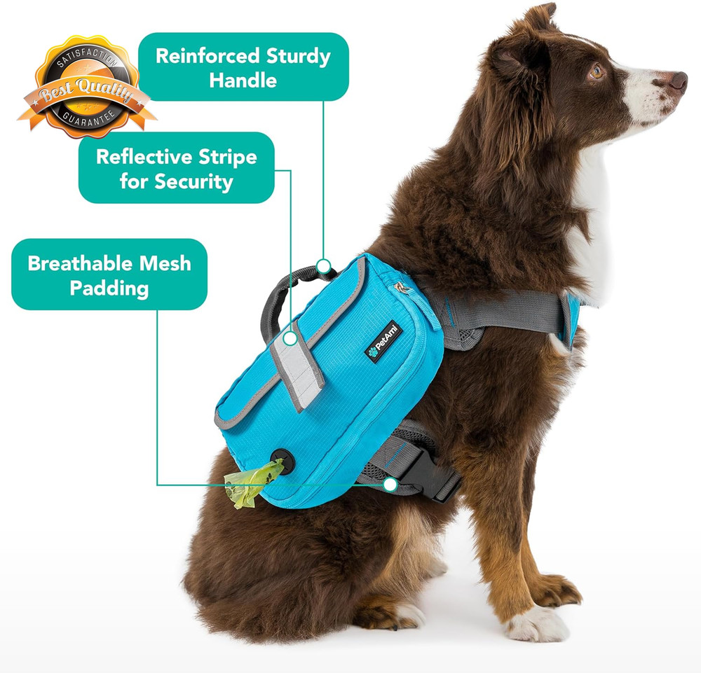 Dog Backpack Harness Medium Large Hiking Saddle Bag Pack Reflective