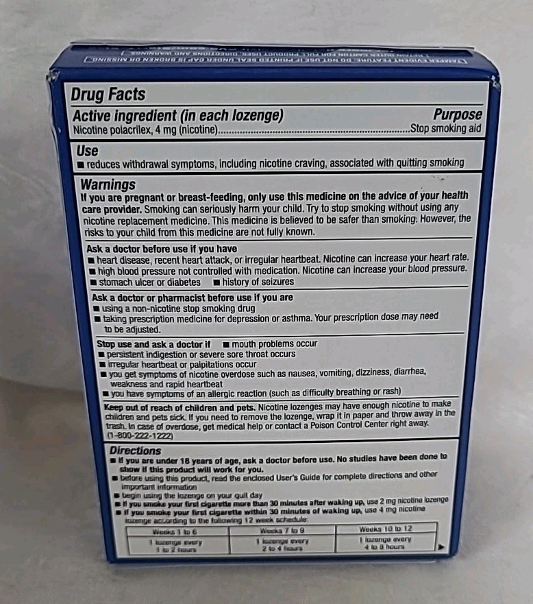 CVS HEALTH SUGAR FREE NICOTINE LOZENGE 4 mg COATED ICE MINT 80ct EXP. 03/31/2026