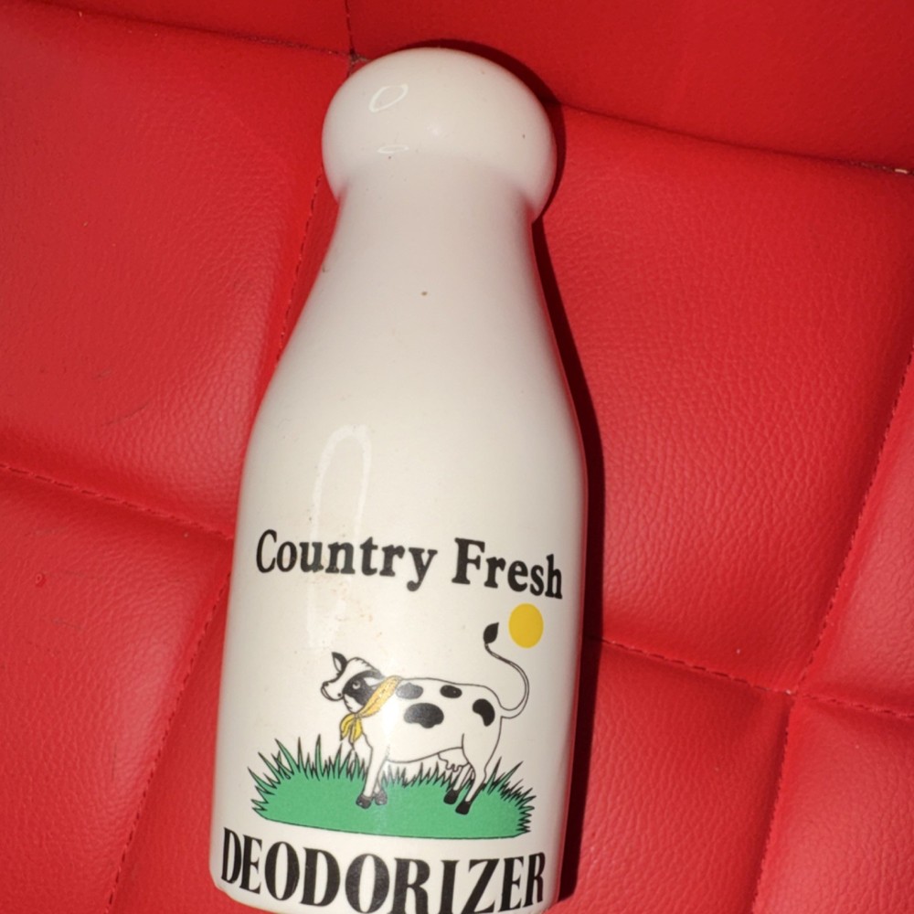 Ceramic Deodorizer Bottle, Cow Pattern, Country Theme, White, 6 Inch