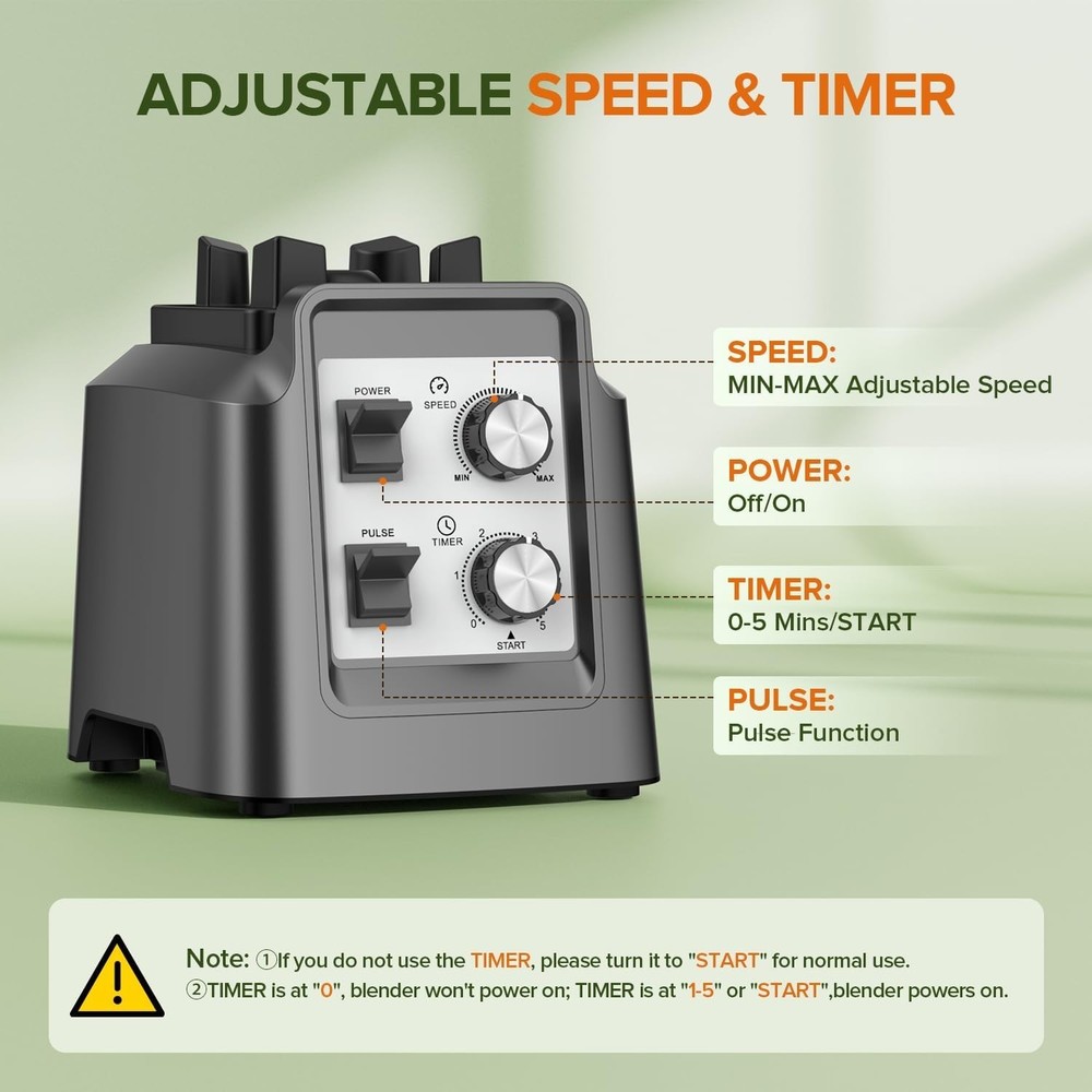 PSIIDAN Blender Black Pulse Function Variable Speed 28000-RPM for Smoothies