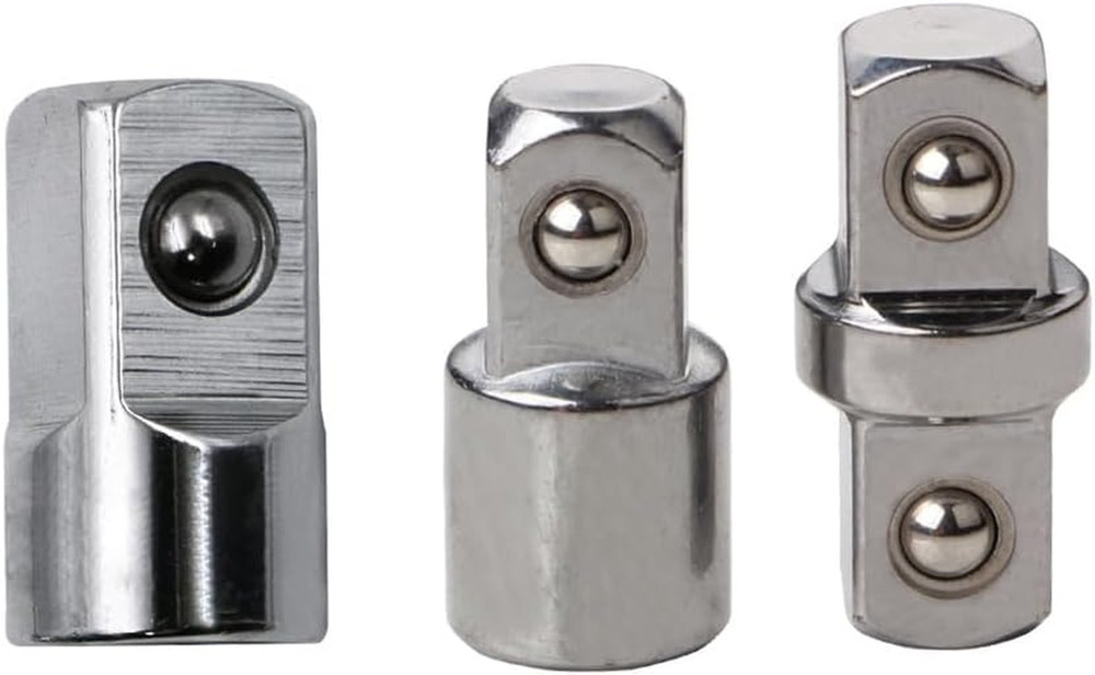3 Pack Impact Socket Adapter Set Joint Chrome 3/8 Coupler + 3/8 to 1/4 +
