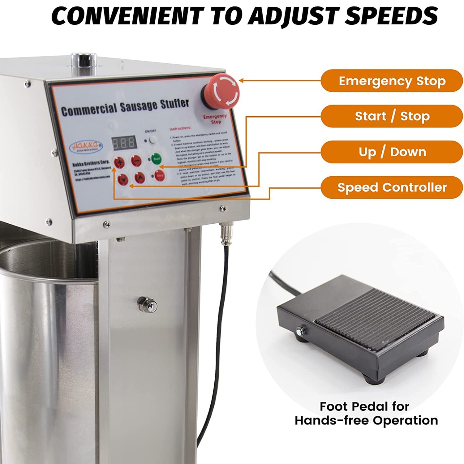 Hakka 22LBS 10L Electric Sausage Stuffer 2 Speed Commerical Meat Filler Maker