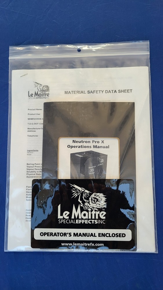 LeMaitre Neutron Pro X Hazer – All original components, Extra Fluid, Case- READ