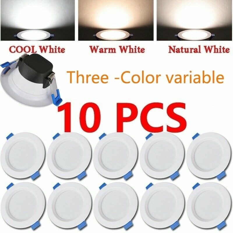 4~20PC 7W 3Color Dimmable LED Downlight Recessed Ceiling Panel Light 85-265V US