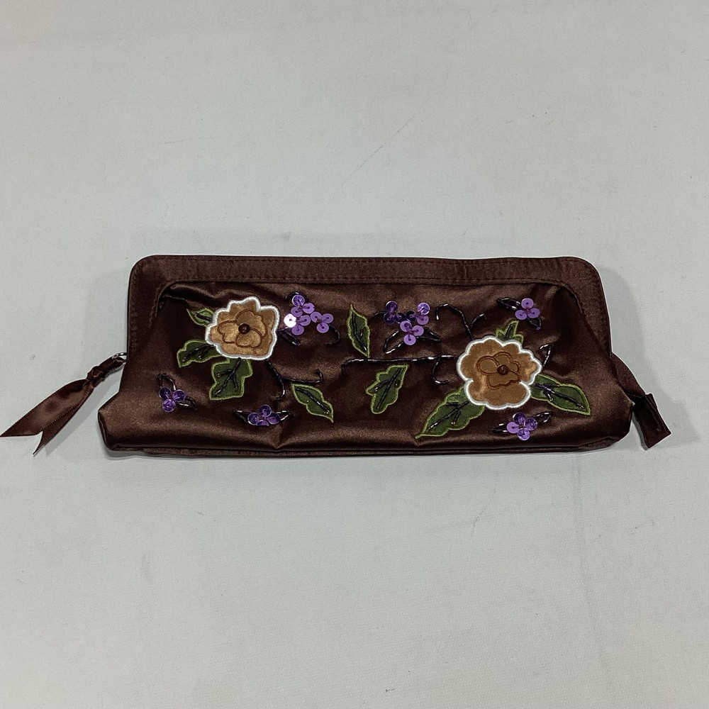 Womens Brown Floral Brush Bag EUC