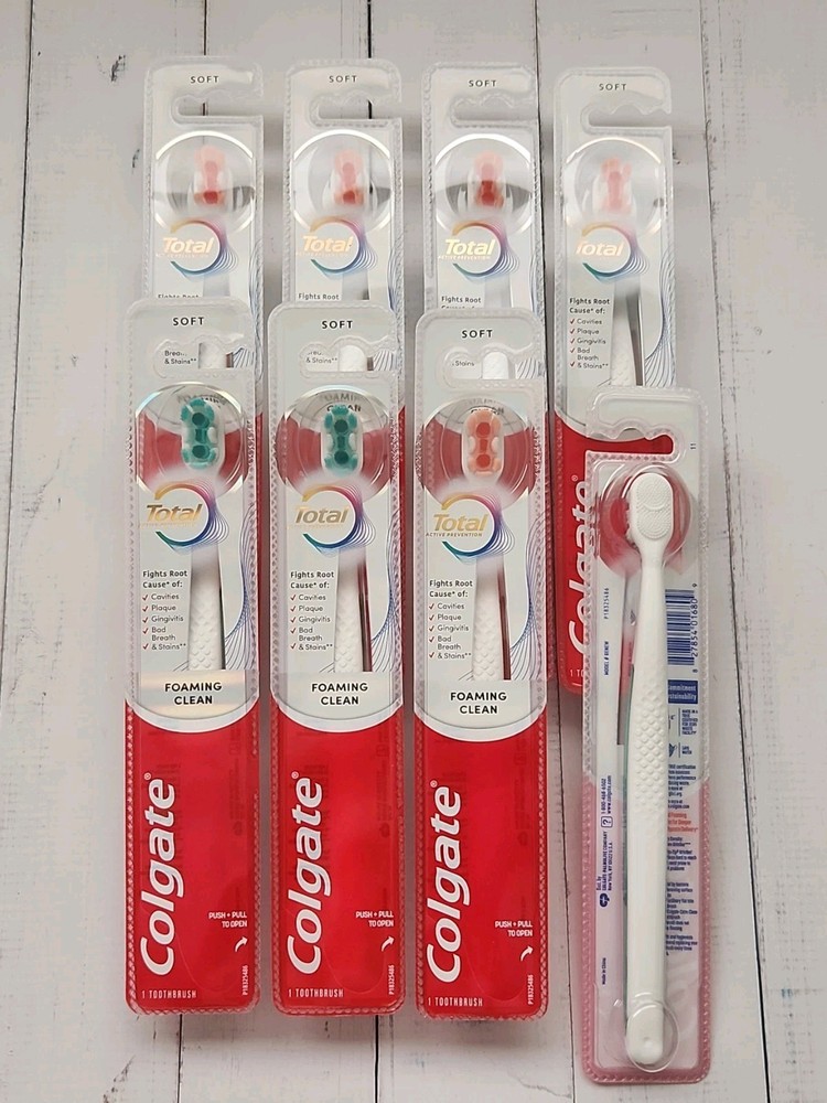 (Pack of 8) Colgate Total Active Prevention Toothbrush, Soft