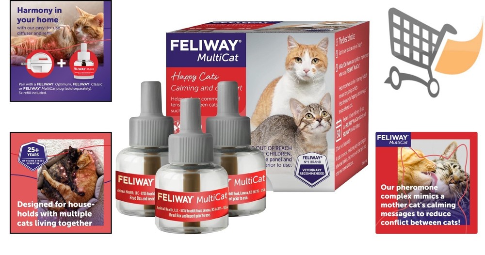 Cat Calming Refill Pack 3x48ml for Pheromone Diffuser Reduces Tension
