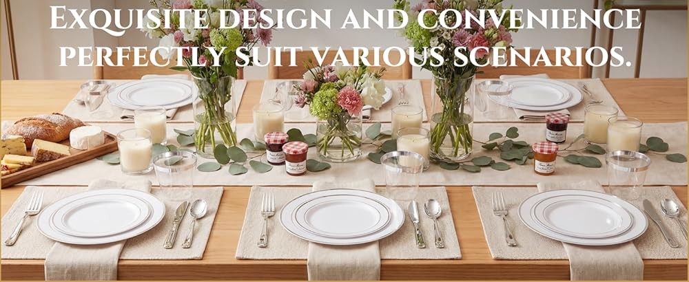Sier Plastic Dinnerware Set - Sier Plates Disposable Lace Design