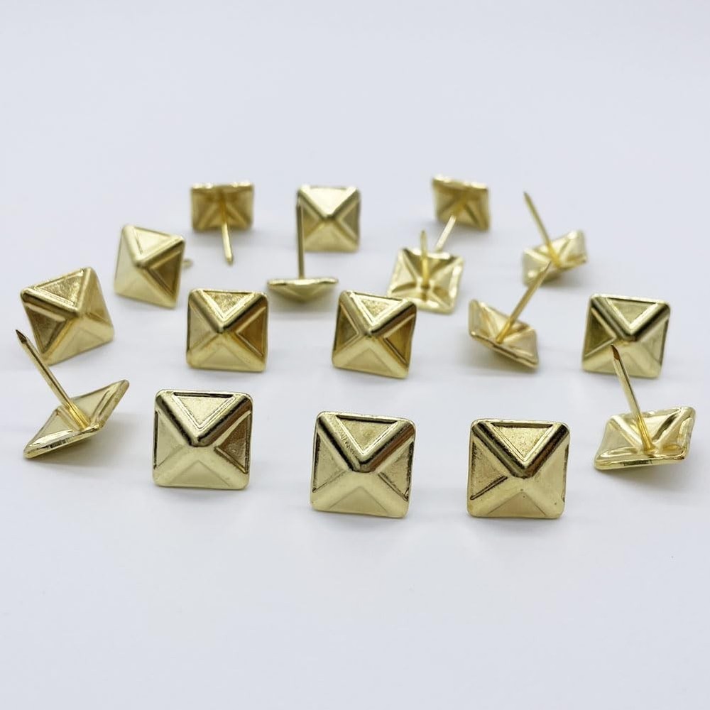200 PCS 14mm Golden Square Upholstery Tacks Medium Decorative Thumb Nails