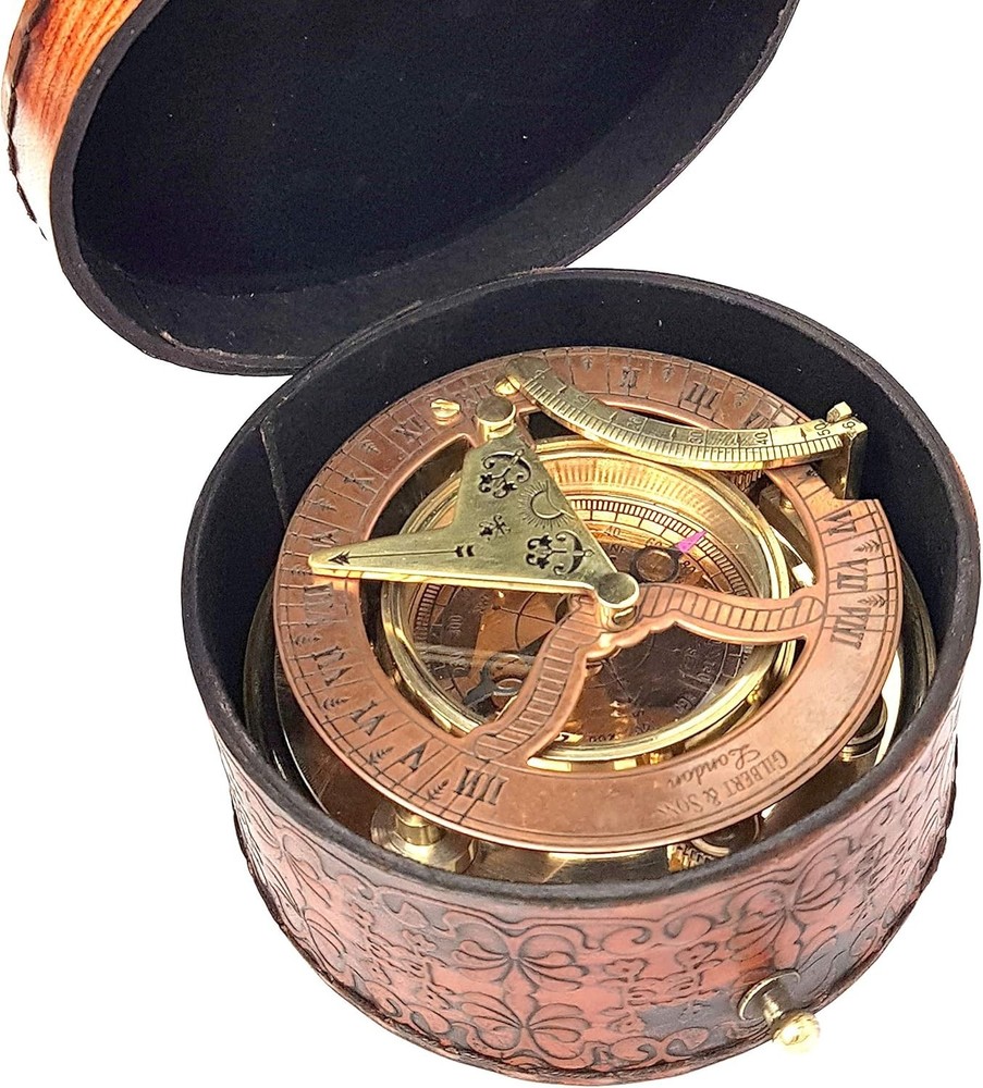 Brass & Copper Tabletop Sundial Compass==