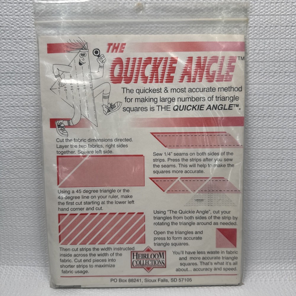 Heirloom Collection The Quickie Angle Quilt Acrylic Ruler Tool