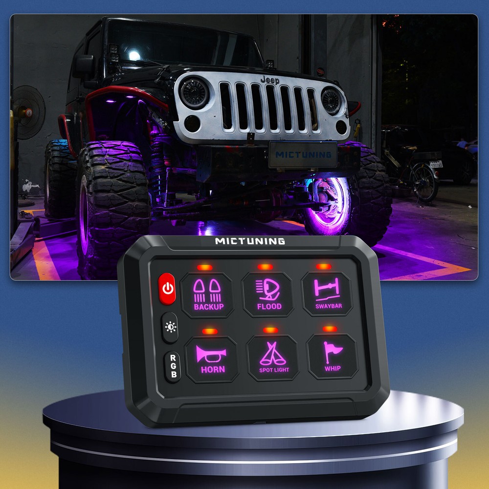 MICTUNING P1S RGB 6 Gang Switch Panel LED Toggle Momentary Strobe Pulsed Switch