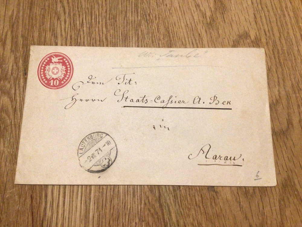 Switzerland 1871 Laufenburg postal cover Ref 60000