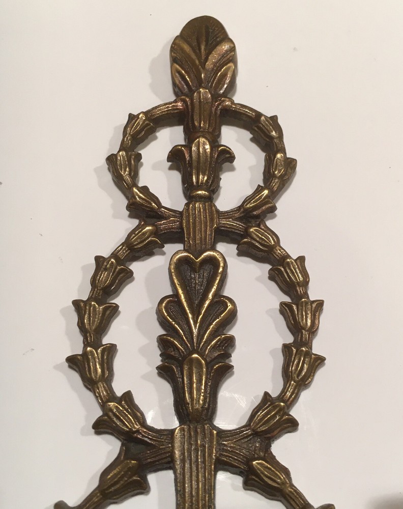 Large Ornate Brass Wall Sconce Two Candleholder