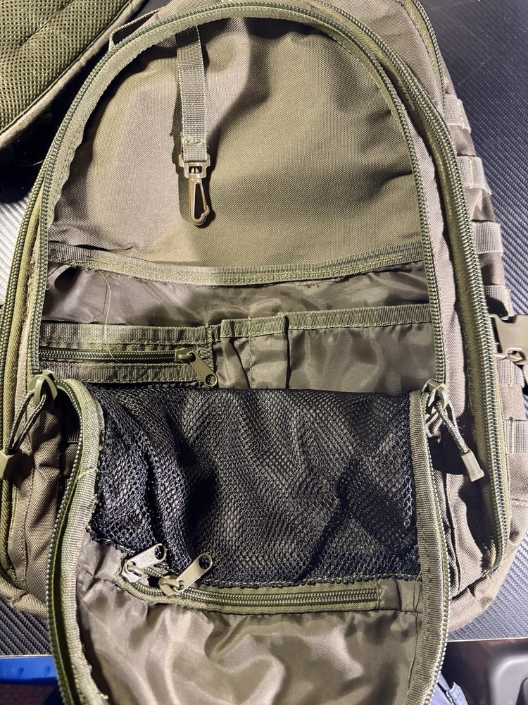 Repaired condor MOLLE TACTICAL sling backpack large OD GREEN