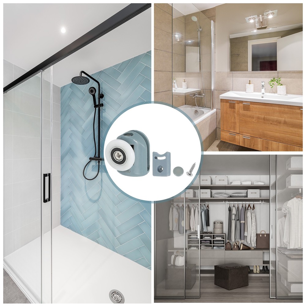 2Pcs 25mm Single Shower Door Rollers Plastic Top Wheels Pulleys Guide Grey