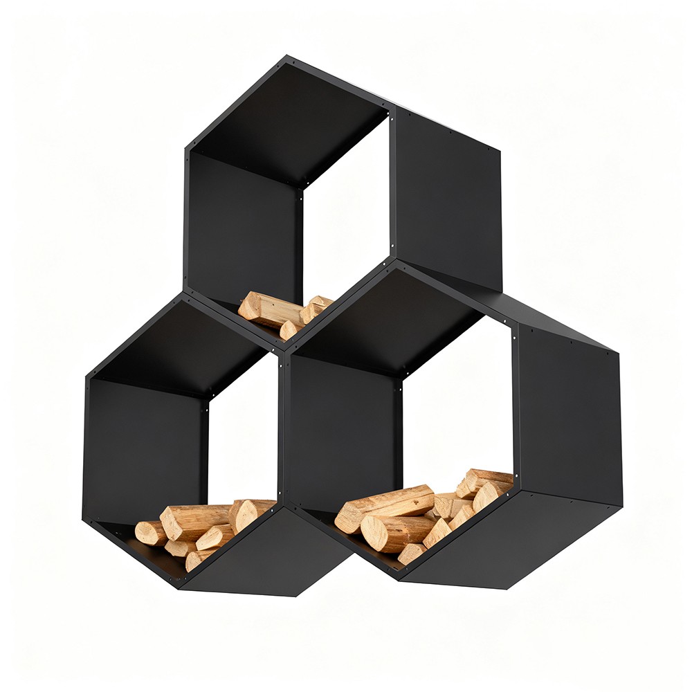 3PCS Firewood Rack Outdoor Indoor Fire Wood Rack -20 in. Hexagon Fire Log Holder