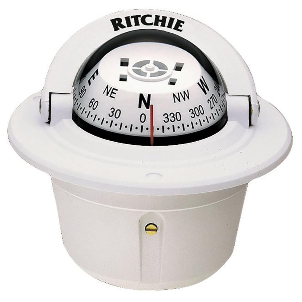 Pivot White Dial Flush Mount Composite 12 Volt Green Light Compass