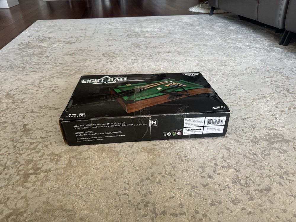 Tabletop Games Eight Ball Mini Pool Table – Tabletop Billiards Set – Open Box