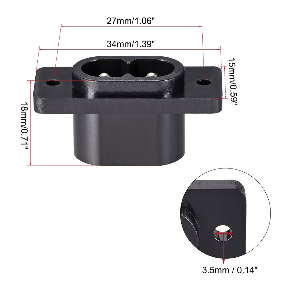 2 x Panel Mount Plug Adapter 250V AC 2.5A C8 2Pin Inlet Module Plug Straight