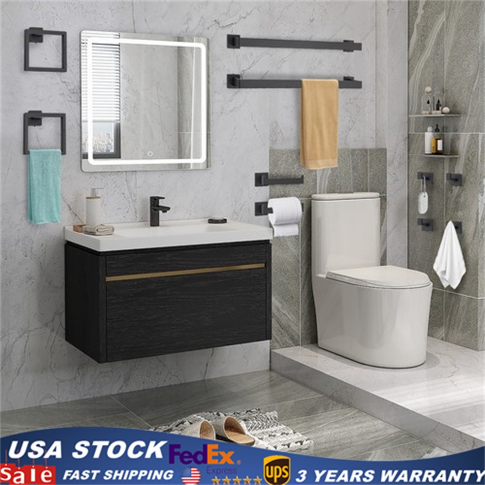 10-piece Matte Black Bathroom Accessories Set Wall Mounted Bathroom Towel Bars