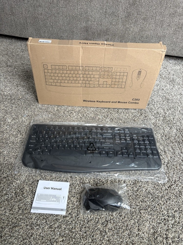Wireless Keyboard and Mouse Combo, EDJO 2.4G Full-Sized Ergonomic