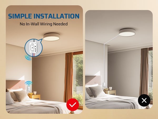 DEWENWILS Wireless Light Switch&Receiver Kit 15A Hight Power Remote Light Switch