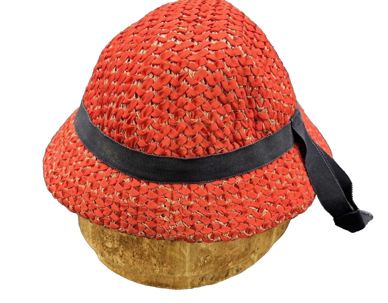 Hutzler Brothers Co. Baltimore Vintage Hat Women’s Red w/ Black Ribbon size 21.5