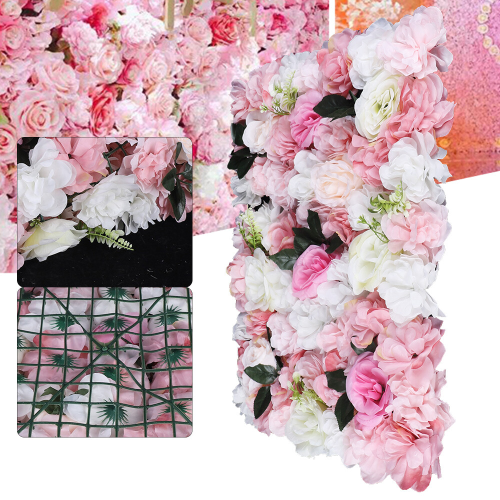 12PCS Artificial Flower Wall Panels Rose Hydrangea Backdrop Panel Wedding Decor