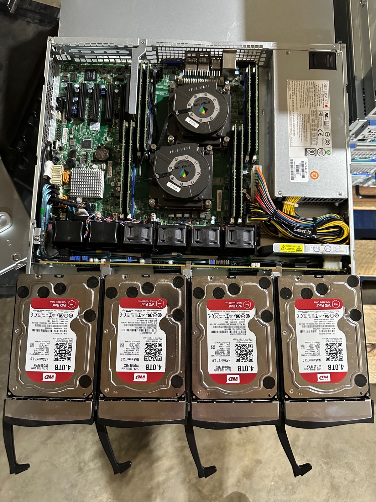 SUPERMICRO 813M-4 Server w/ 4x 4TB HDD WD40EFRX RED NAS 6018R-MT 8x 16GB