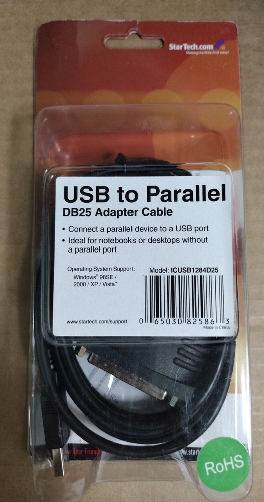 StarTech ICUSB1284D25 USB to Parallel DB25 Adapter Cable