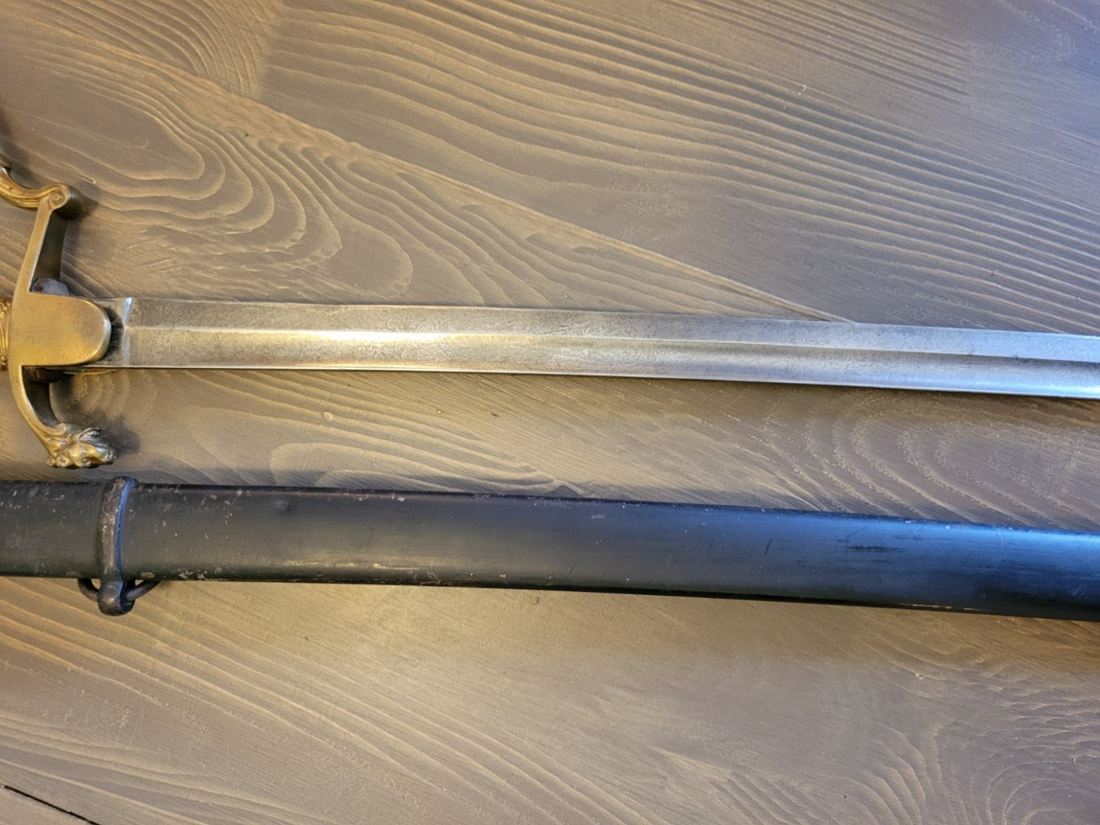 Antique WWI German/Prussian Triple-Etched Lion's Head Officer's Sword