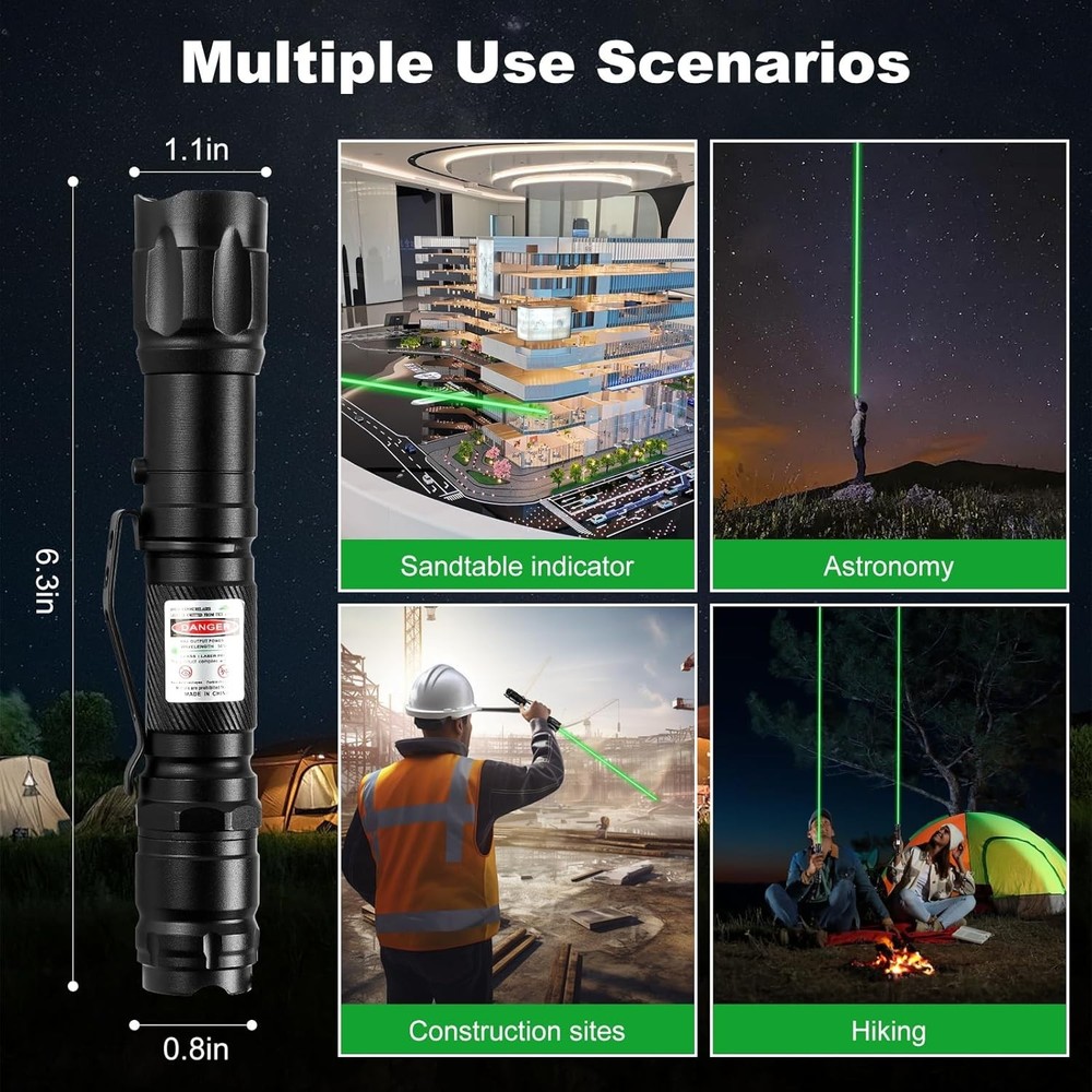 Durable Green Laser Pointer – Long Range, USB Charging, Perfect for Hikes