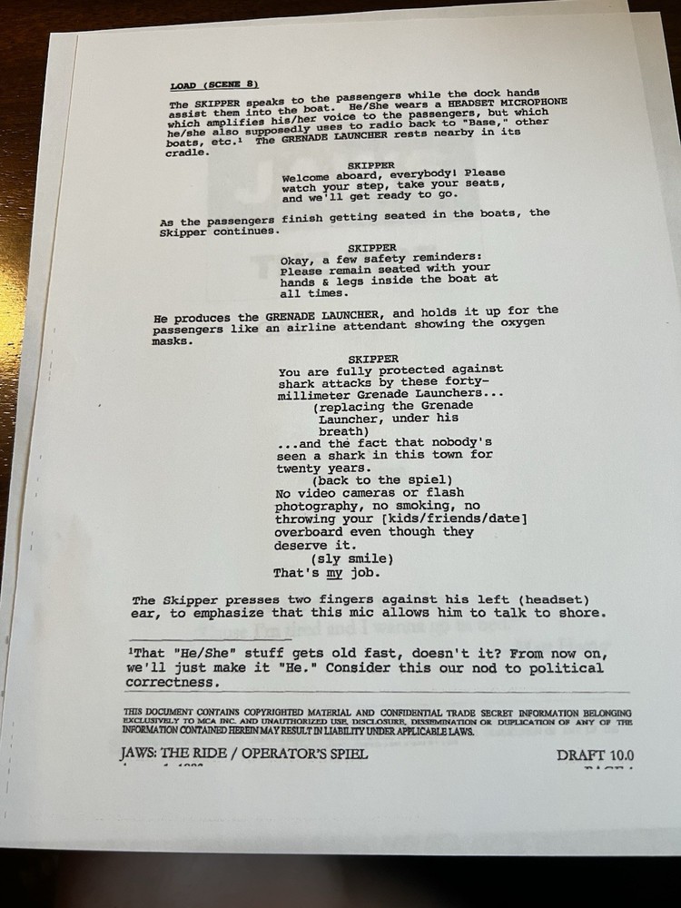 Jaws the Ride Operators Script Original ride version revised Universal Orlando