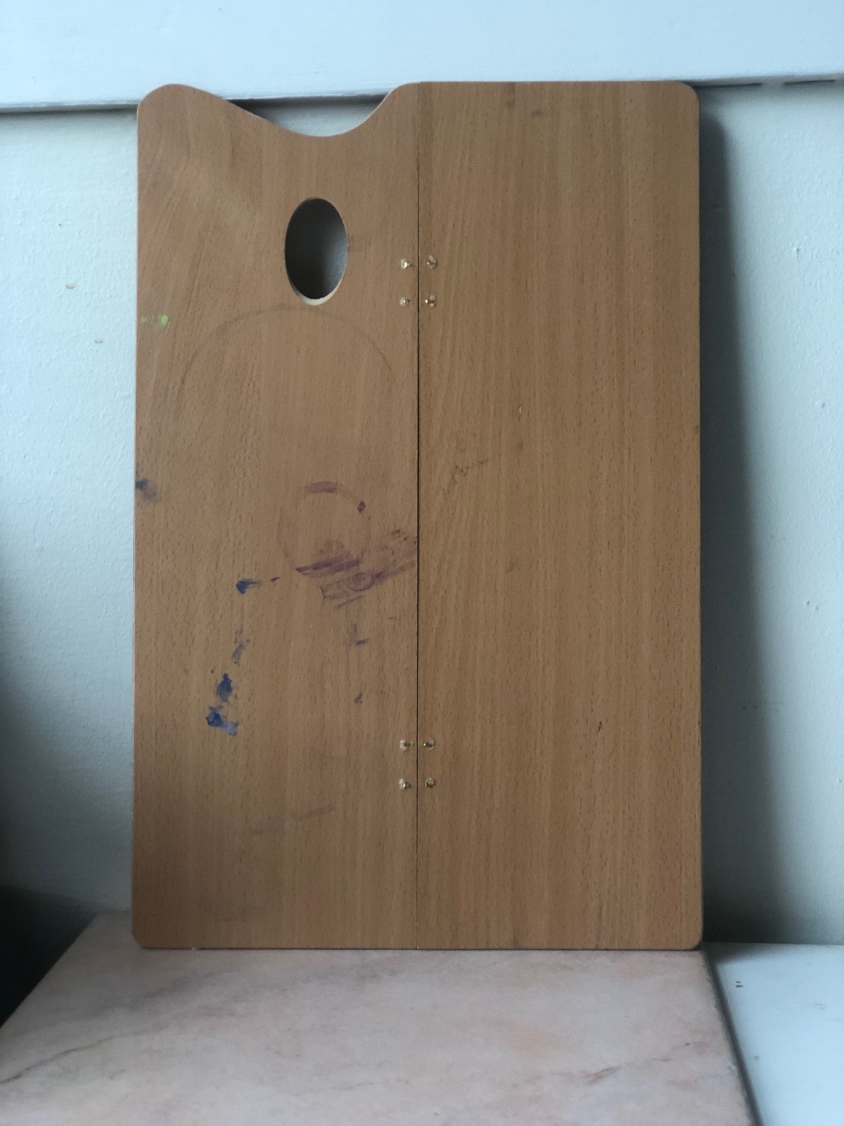 Foldable Wooden Oil Painting Artist Palette, Hinged, Travel Art Palette