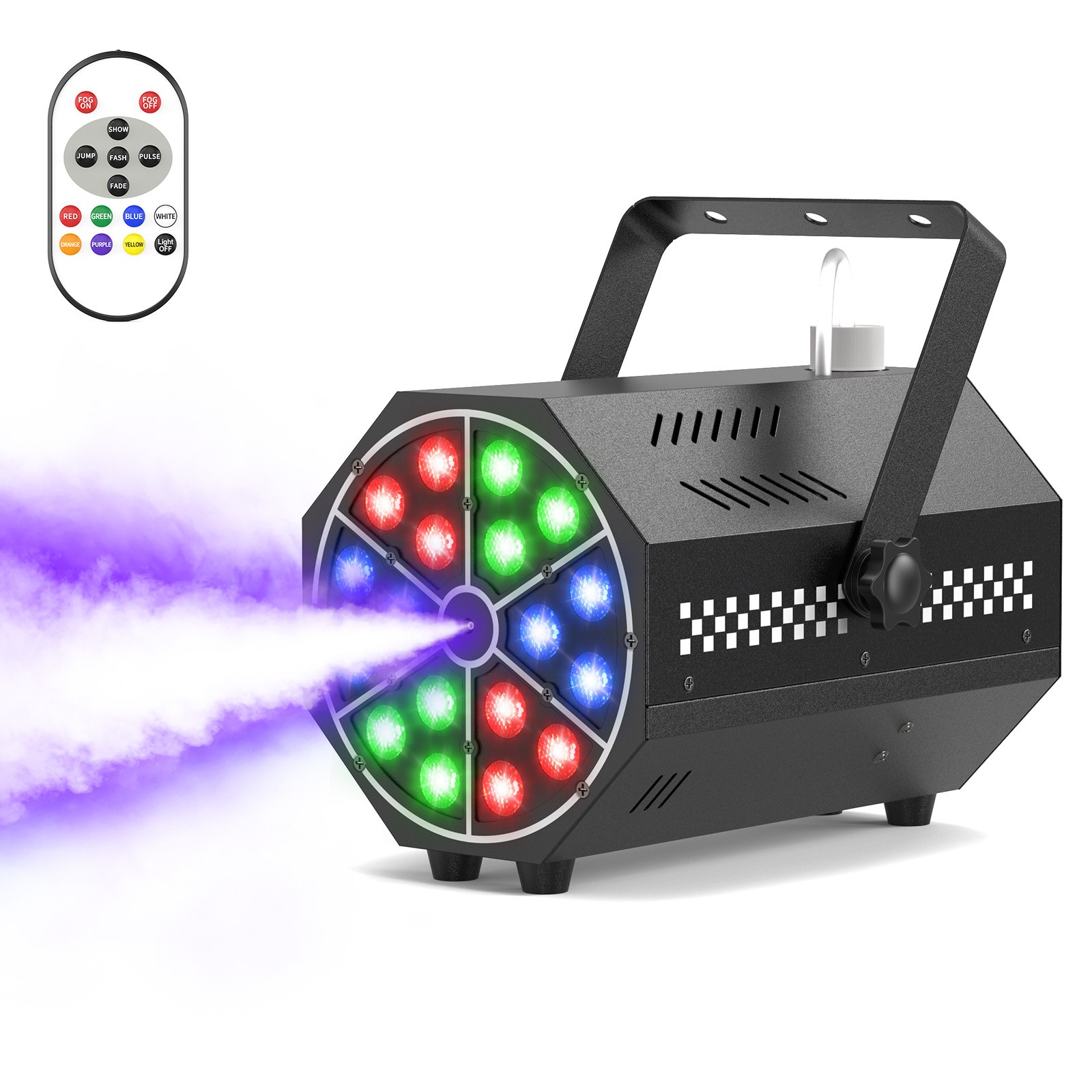 Smoke Fog Machine DMX DJ Party Vertical Spray Fog Stage Light RGB 18 LED Light