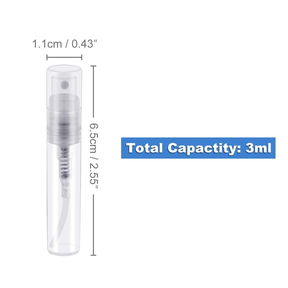 50pcs mini perfume atomizer, clear plastic spray bottle portable Clear