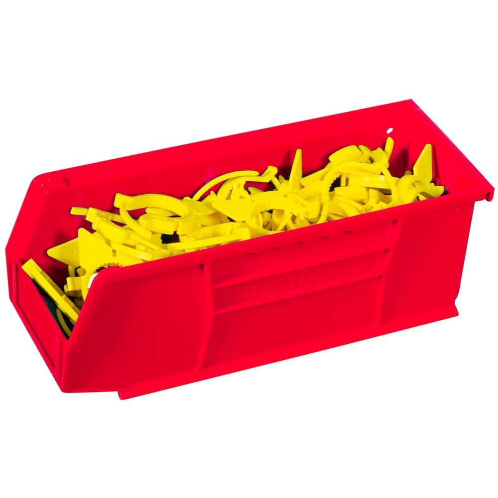 Akro-Mils 30224 6Pack Plastic Hanging Stackable Storage Organizer Bins, RED
